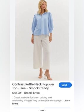 entro Cream Wide-Leg Crop Pants